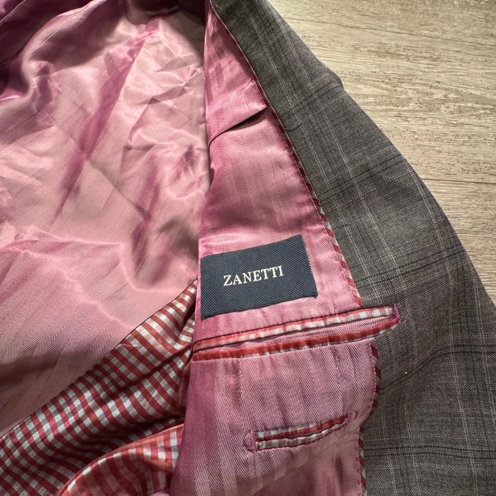 Zanetti Porto Blazer Men 42S Gray Plaid Wool Lanificio Di Biella Luxury Coat